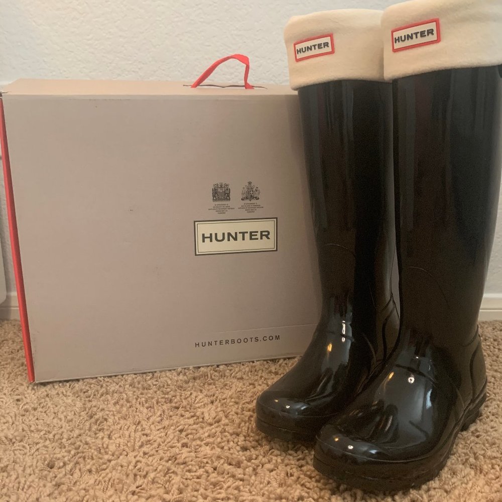 Hunter Original Tall Gloss Black Adjustable Boots